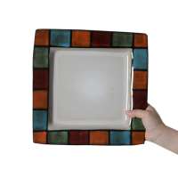 Nordic hot sale personalized christmas ceramic plates, bulk cheap Square ceramic plates