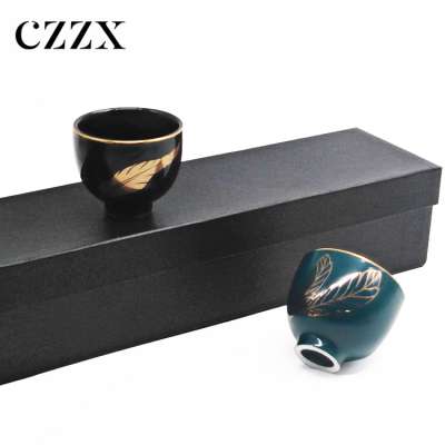 China factory high-end color glazed gold rim high foot arabic cawa coffee tea cup with gift box