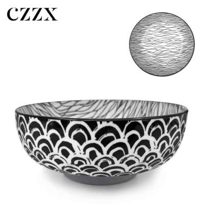 Bulk eco printed restaurant home goods ceramic big soup noodle bowls