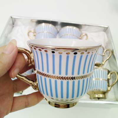 Wholesale luxury espresso ceramic gold rim tea cup and saucer