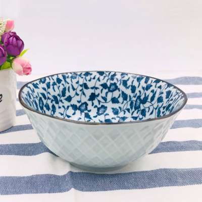 Bulk sublimation vintage printed tableware ceramic soup noodle bowls