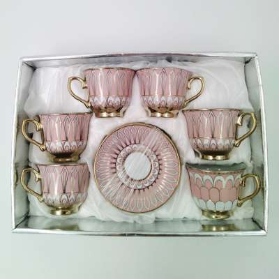 Modern bulk ceramic rose gold luxury tea coffee cup and saucer set