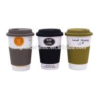 400ml promotional silicone lid and wrap band custom ceramic coffee mug without handle