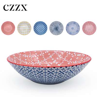 China manufacturer 9 inch hot selling hand-painted ceramic cereal salad fruit pasta soup bowl for wedding